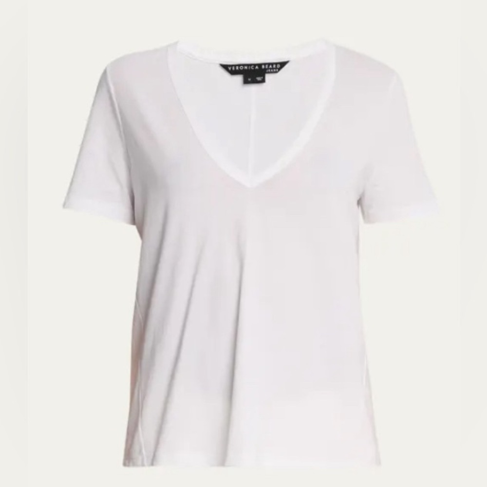 Veronica Beard White Cindy V-Neck T-Shirt Size 3XL XXXL 20 22 24